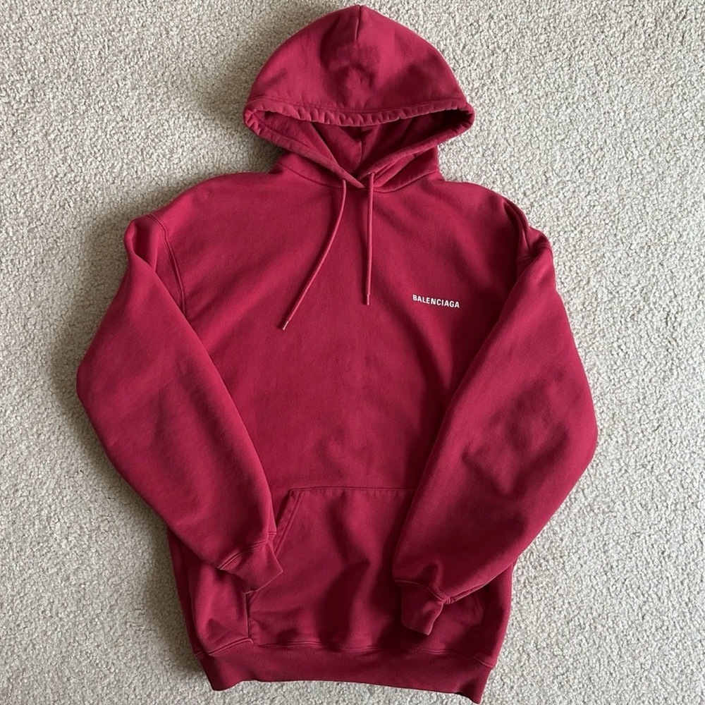 Balenciaga Red Logo Hoodie Oversized Fit XS UNISEX